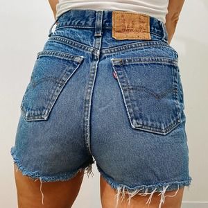 Urban Renewal VTG Levis High Waist Medium Wash Cut Off Jean Shorts